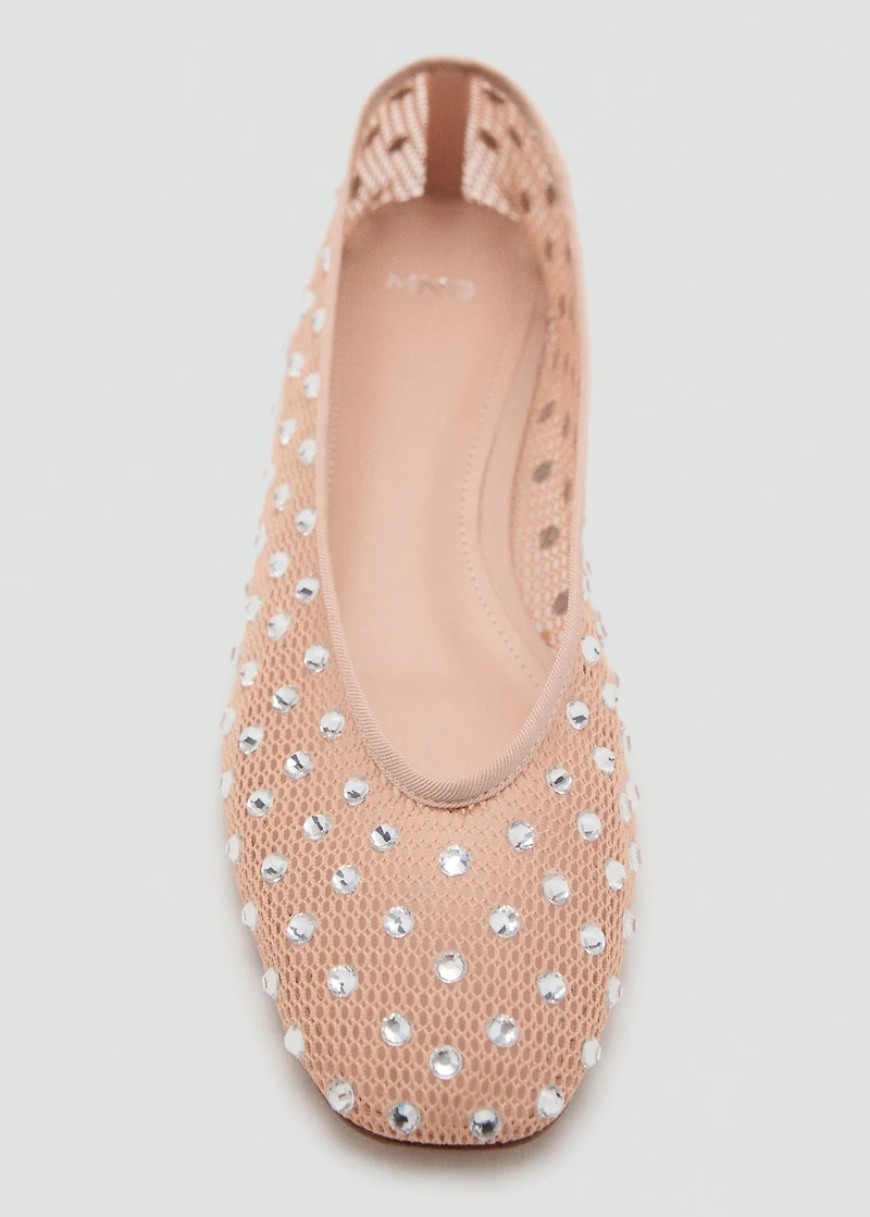 Mesh rhinestone ballet flats