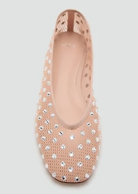 Mesh rhinestone ballet flats
