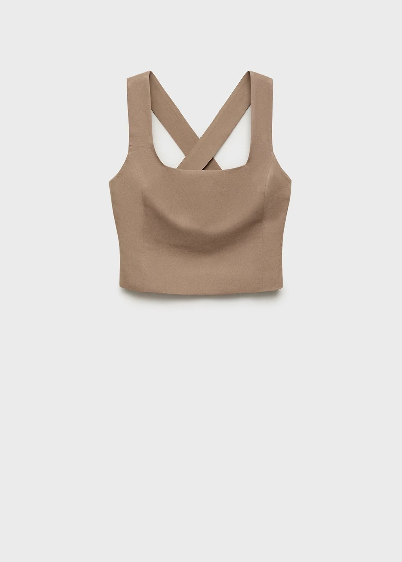 Linen-blend cross-back top