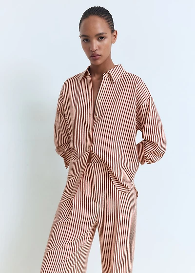 Pleated striped pants