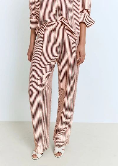 Pleated striped pants