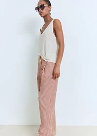 Pleated striped pants