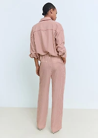 Pleated striped pants