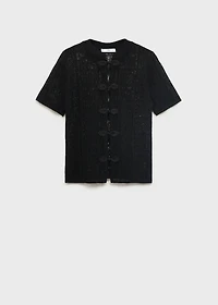 Crochet cardigan with toggle buttons