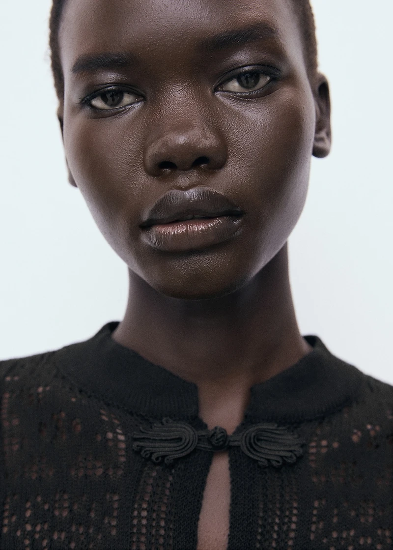 Crochet cardigan with toggle buttons