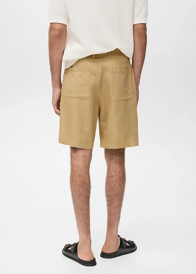 Linen-blend shorts with an elastic waistband