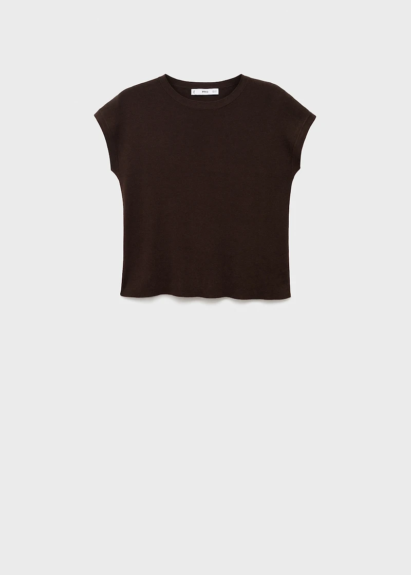 Short-sleeved knitted cotton sweater