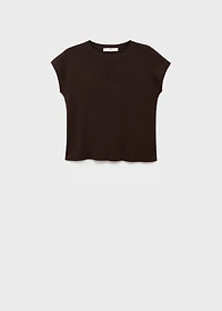 Short-sleeved knitted cotton sweater