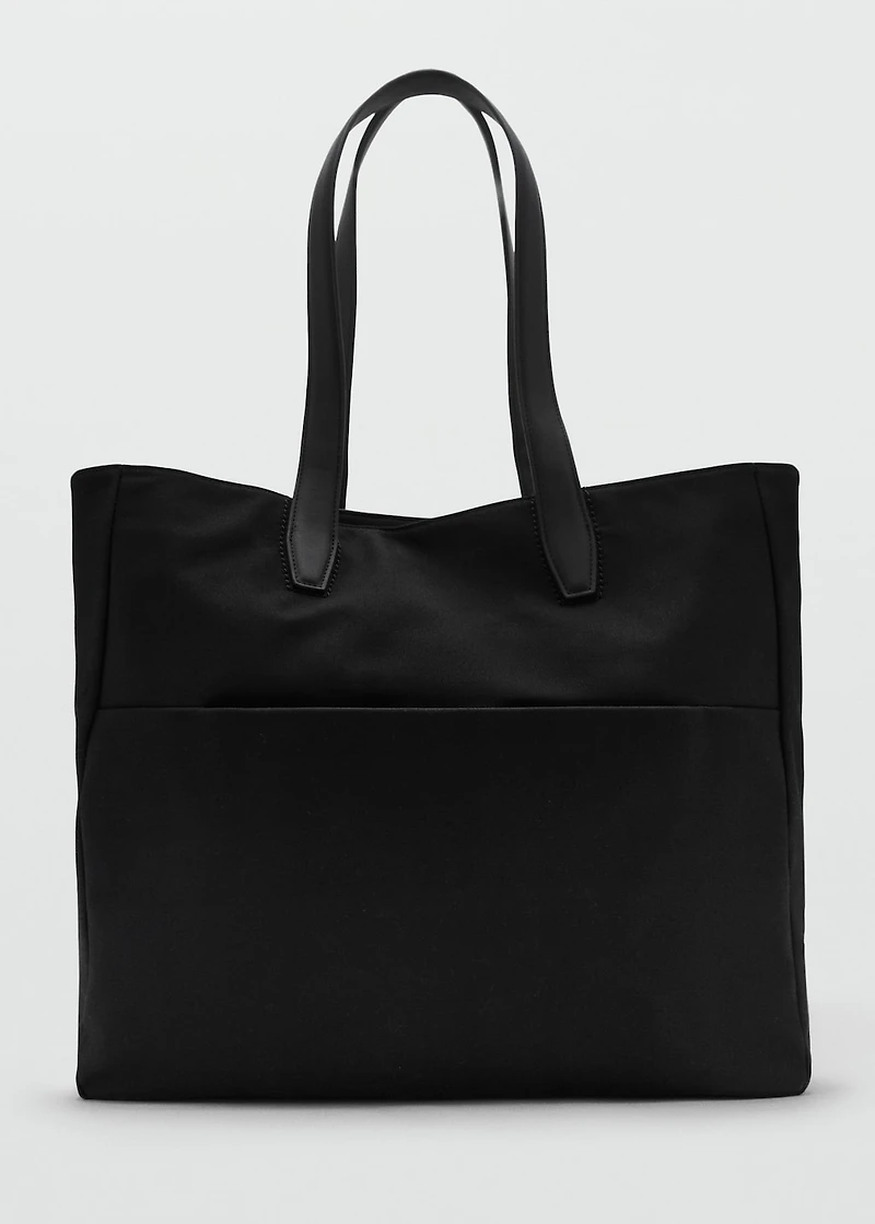 Cotton tote bag with front pocket