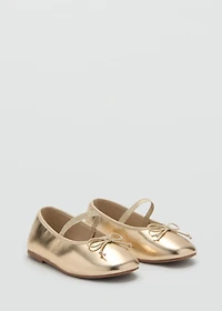 Metallic ballet flats with bow