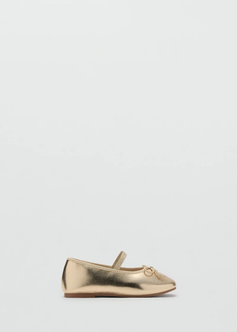 Metallic ballet flats with bow