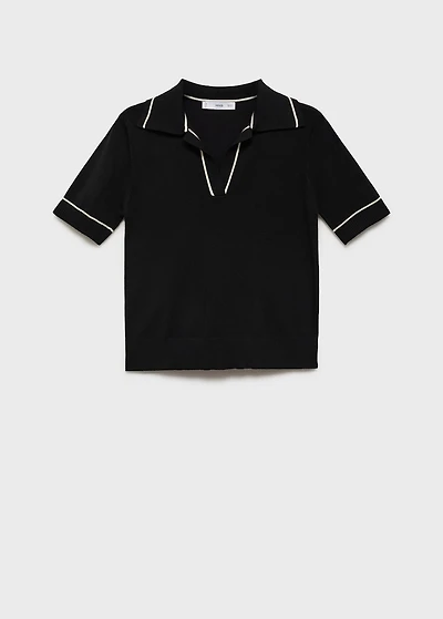 Polo-neck sweater with contrasting trims