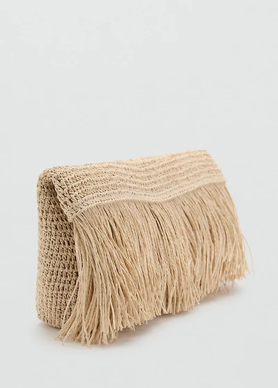 Natural fiber handbag with fringes
