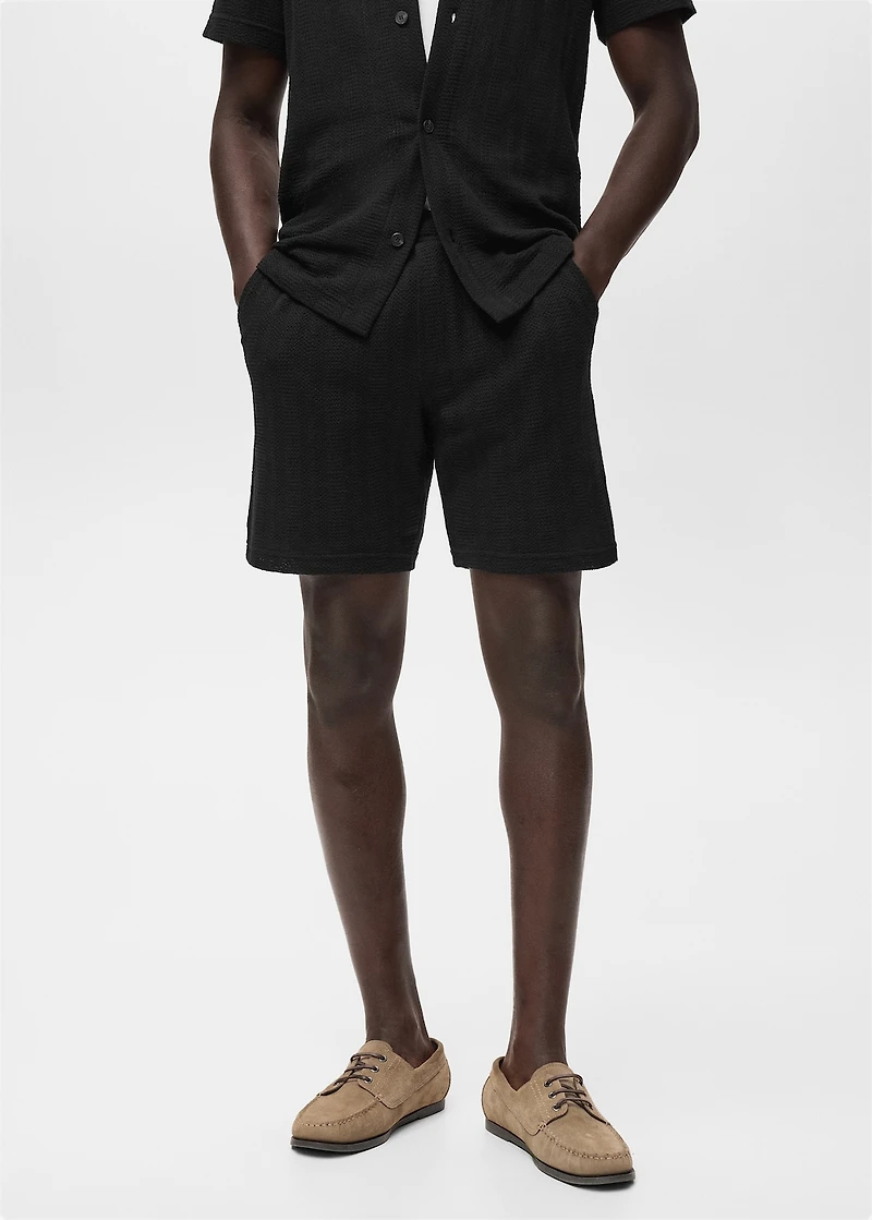 Structured knitted shorts