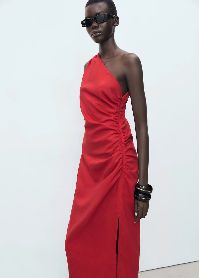 Lyocell dress with asymmetrical neckline