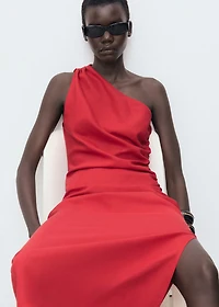 Lyocell dress with asymmetrical neckline