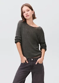 Knit sweater with lace pattern