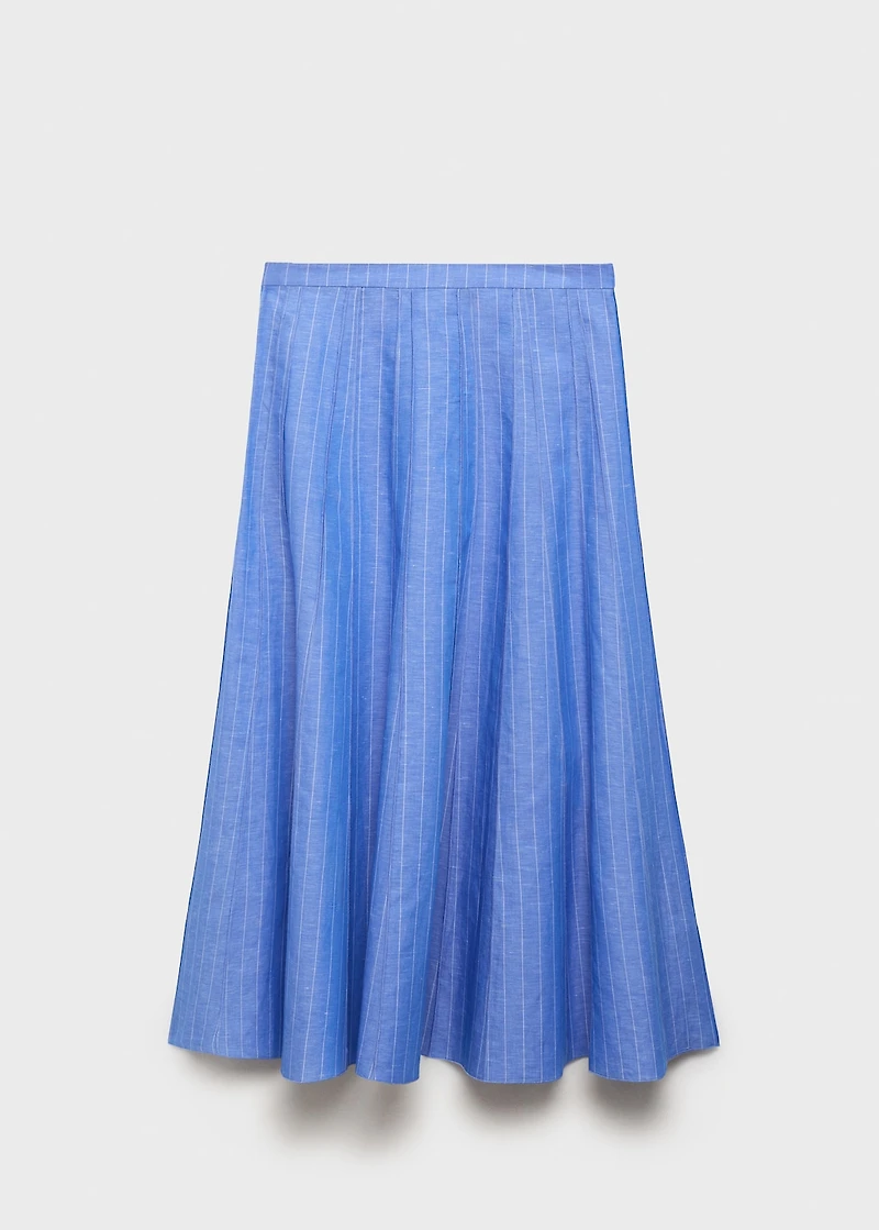 Striped linen-blend skirt