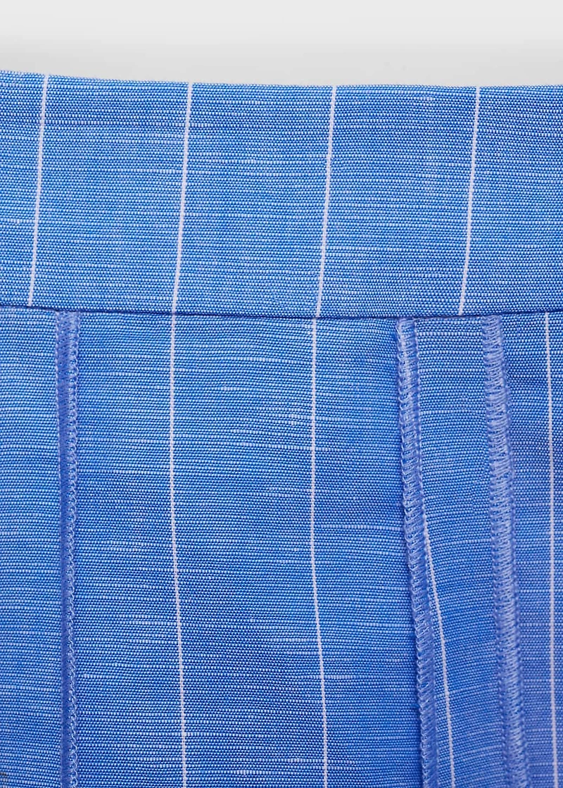 Striped linen-blend skirt