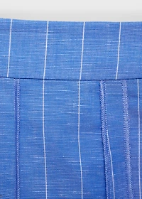 Striped linen-blend skirt