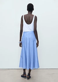 Striped linen-blend skirt