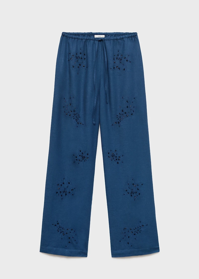 Beaded embroidered pants