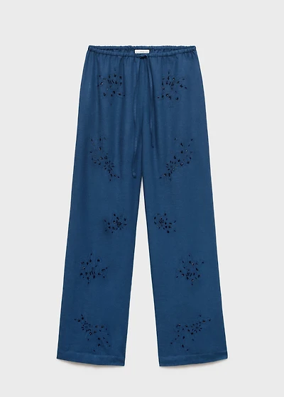 Beaded embroidered pants