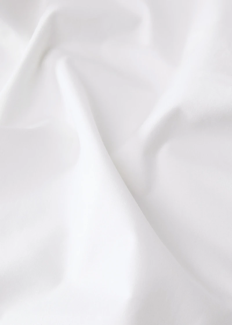 Cotton percale top sheet with linen trim for 150/160 cm bed