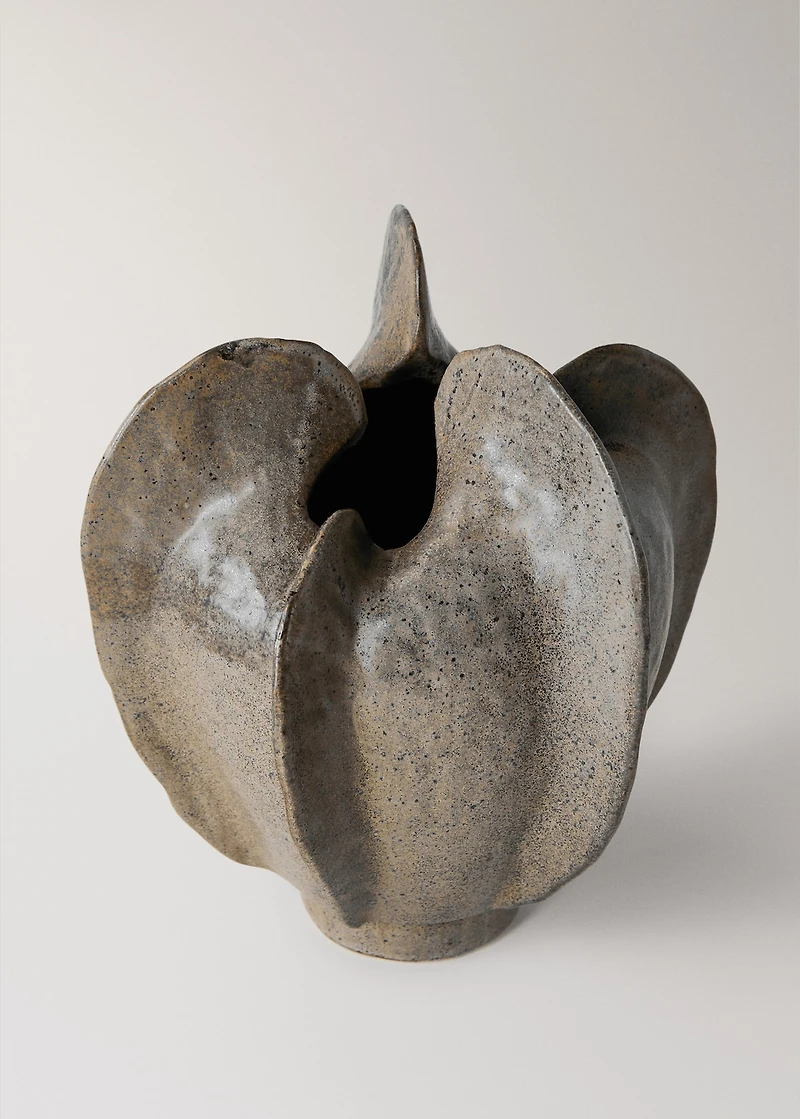 Low organic stoneware vase