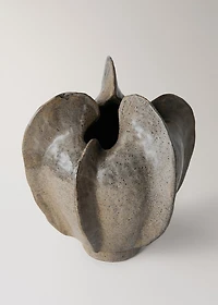 Low organic stoneware vase