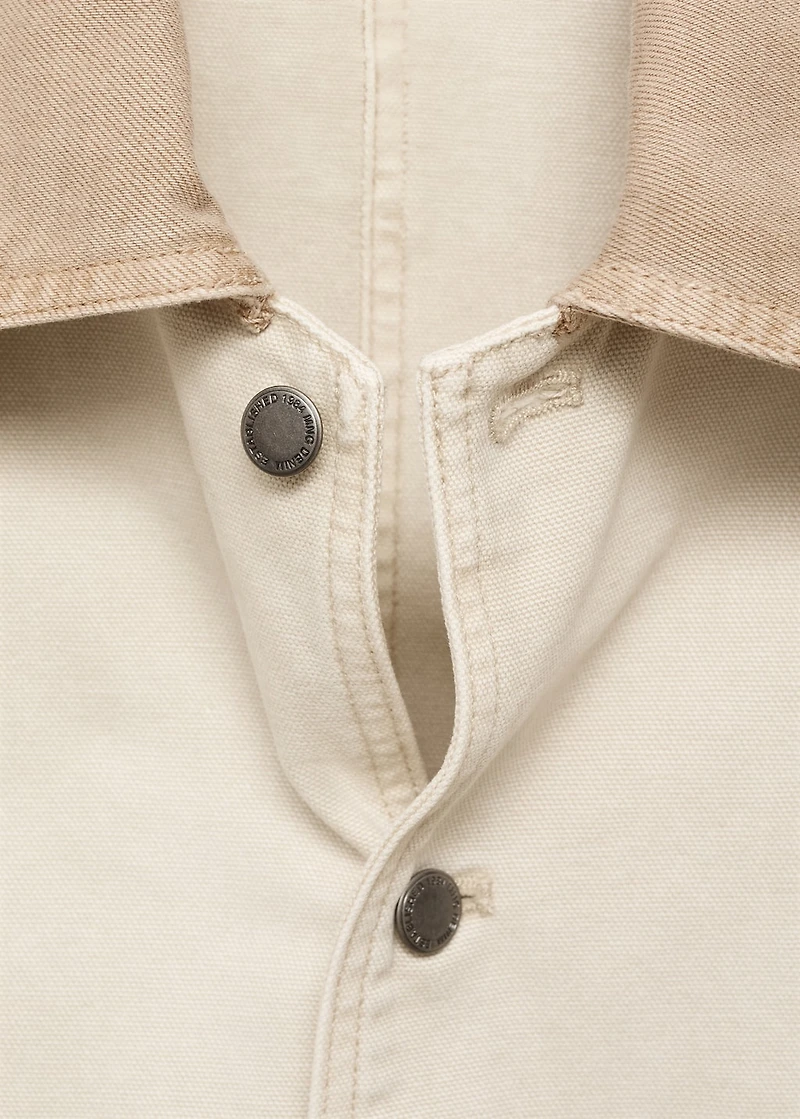 Denim barn jacket with contrasting collar