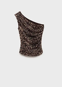 Asymmetrical leopard-print top