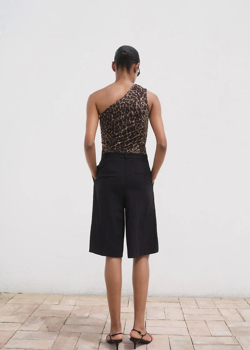 Asymmetrical leopard-print top