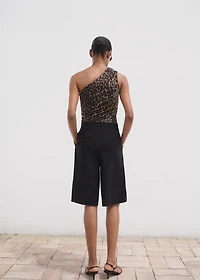 Asymmetrical leopard-print top