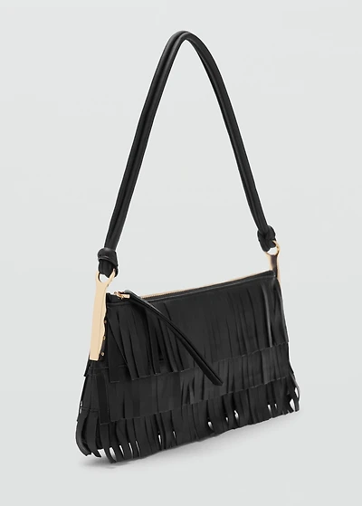 Leather shoulder bag with fringes