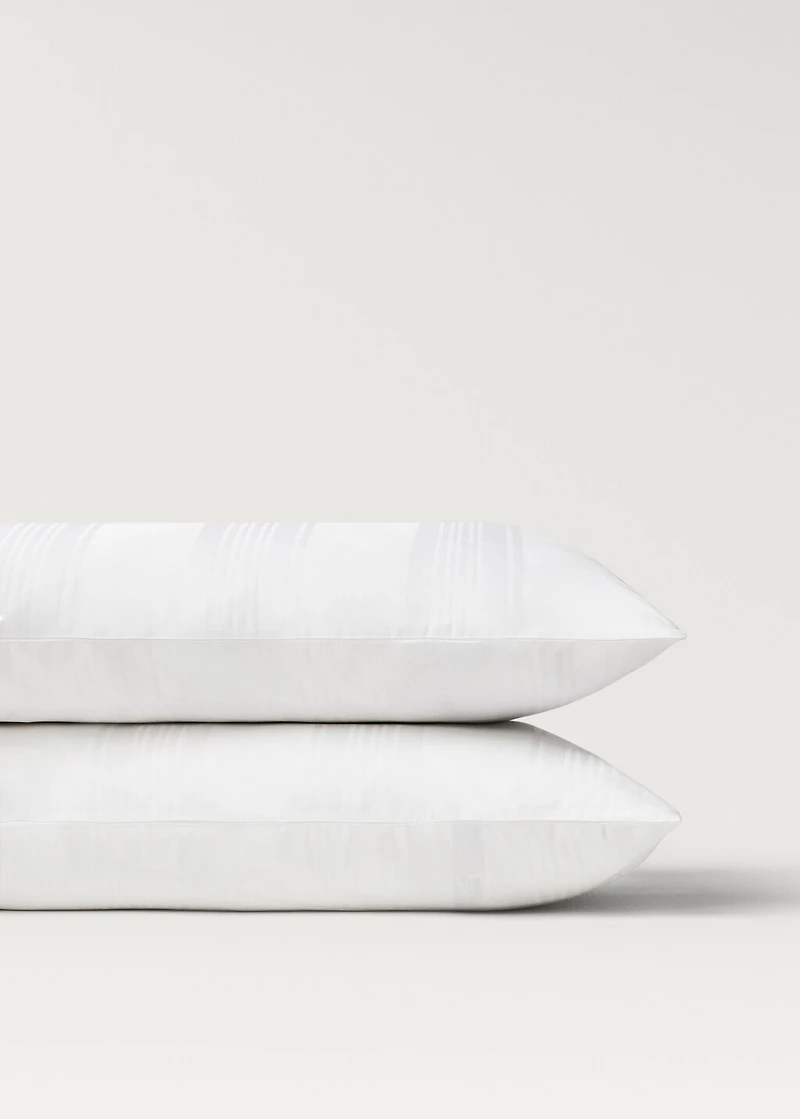 Two 300-thread count cotton satin striped pillowcases 50x75 cm