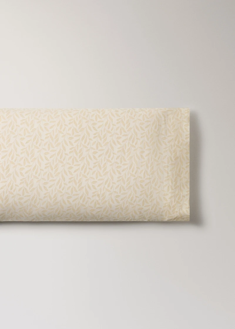 Percale cotton pillowcase with leaf pattern 45x110 cm