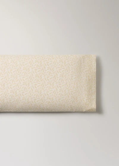 Percale cotton pillowcase with leaf pattern 45x110 cm