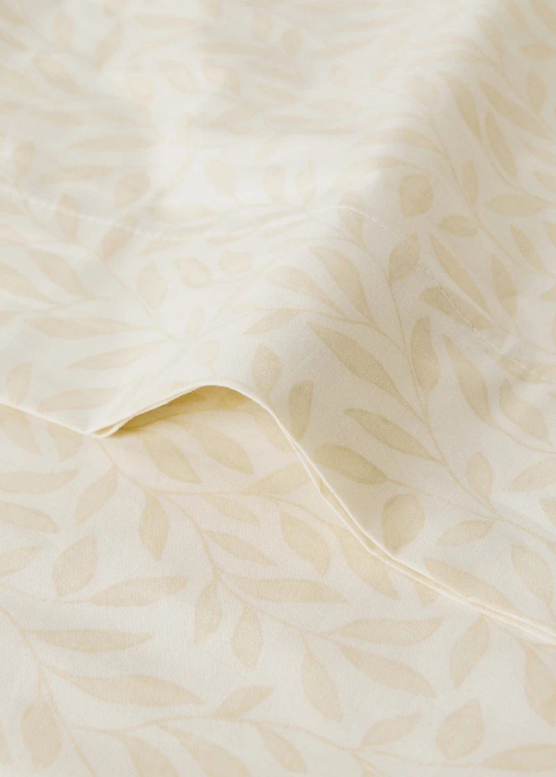 Percale cotton pillowcase with leaf pattern 45x110 cm