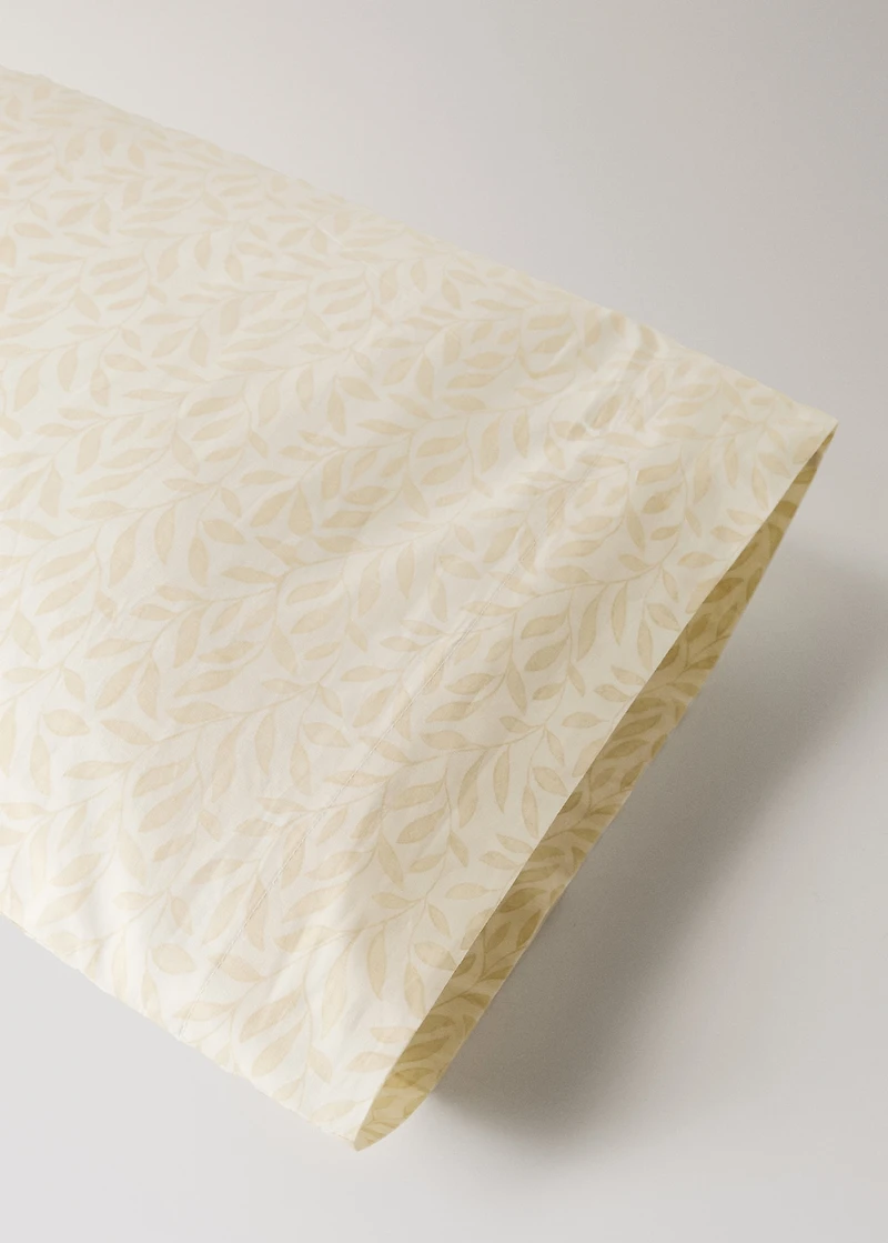 Percale cotton pillowcase with leaf pattern 45x110 cm