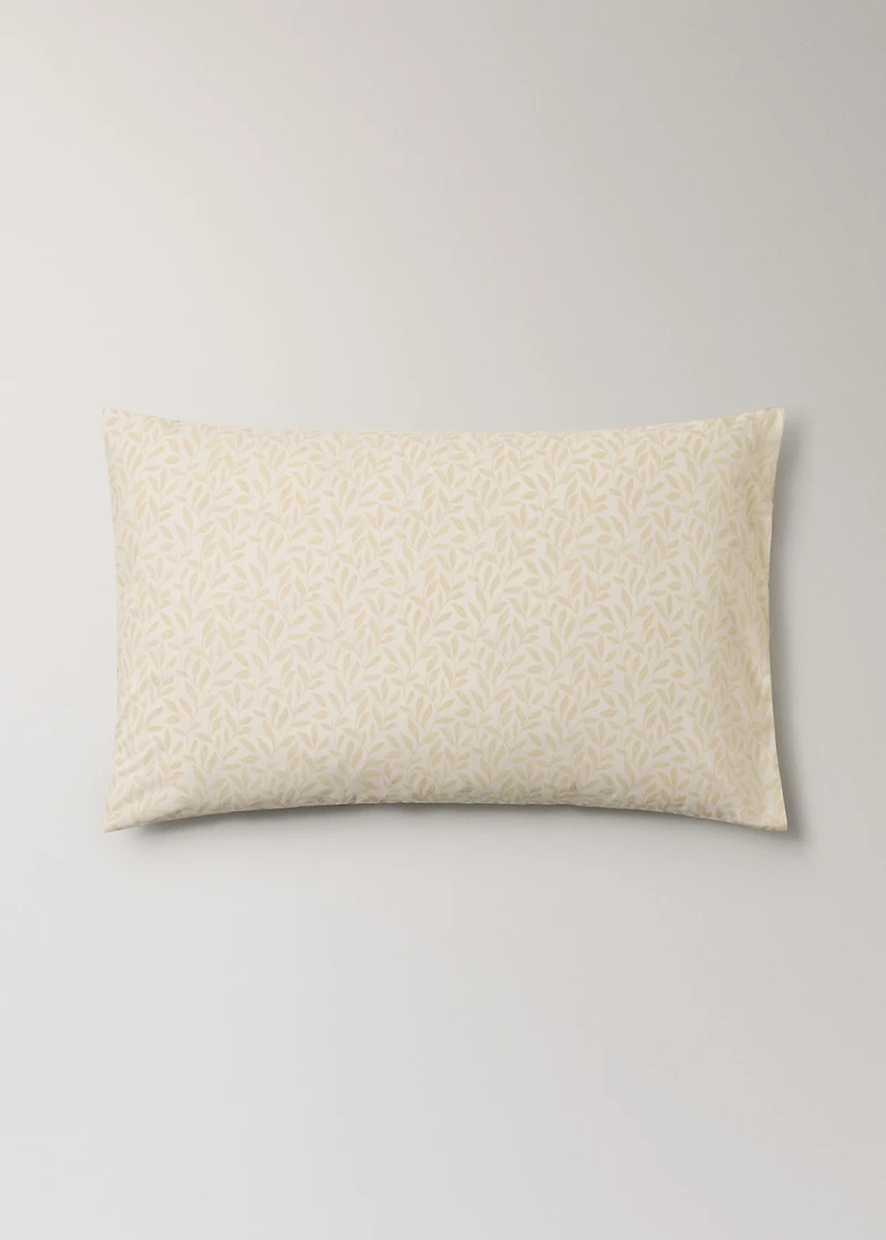 Two percale cotton pillowcases with leaf print 50x75 cm