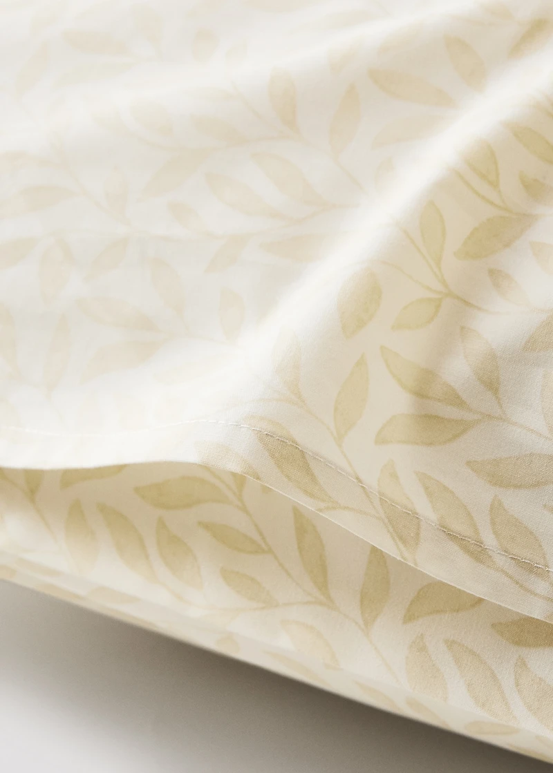 Two percale cotton pillowcases with leaf print 50x75 cm