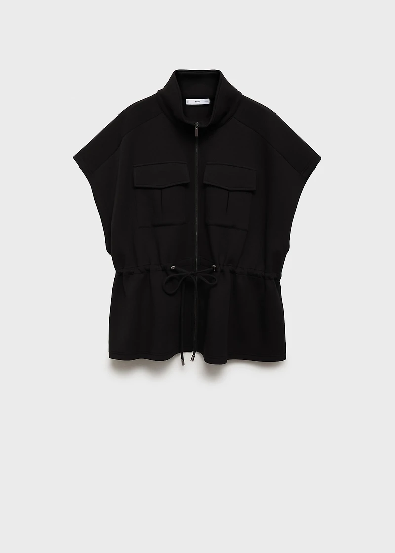 Short-sleeved jacket with adjustable waistband