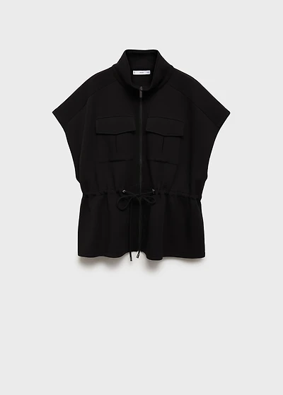 Short-sleeved jacket with adjustable waistband