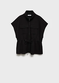 Short-sleeved jacket with adjustable waistband
