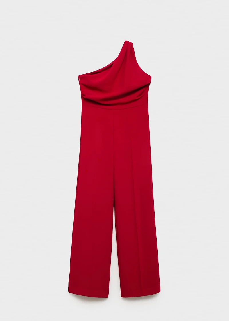 Long asymmetrical draped jumpsuit
