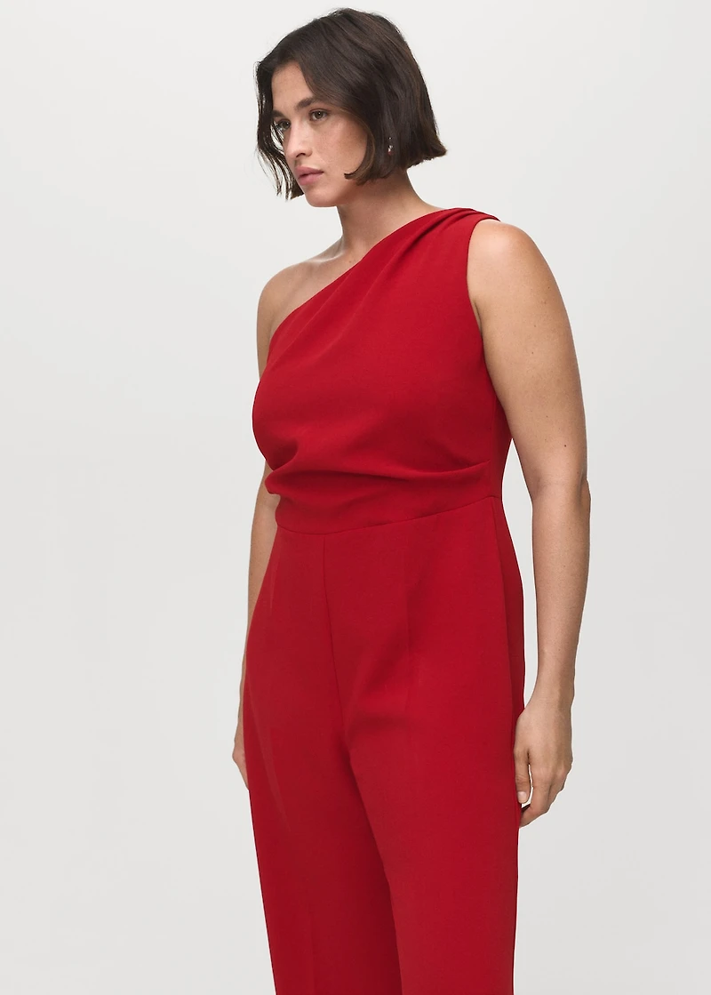 Long asymmetrical draped jumpsuit