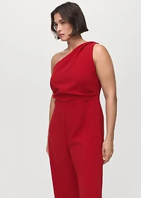 Long asymmetrical draped jumpsuit