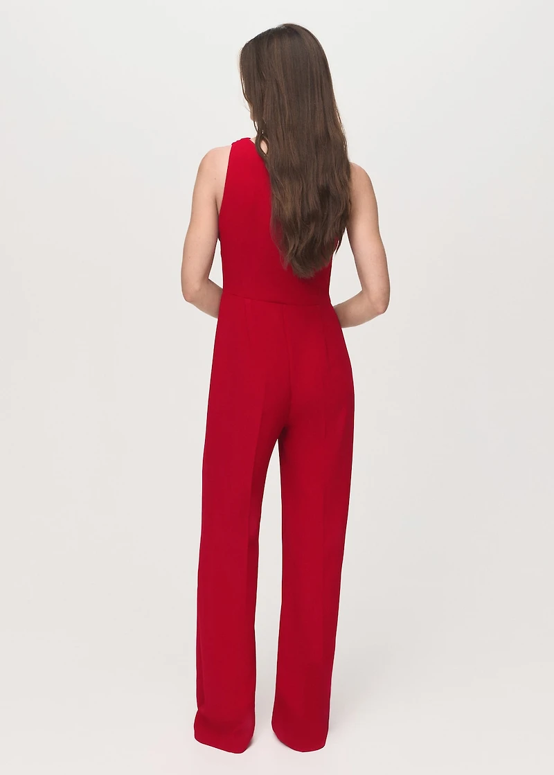 Long asymmetrical draped jumpsuit