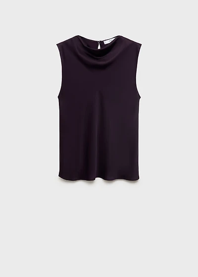 Satin blouse with draped neck